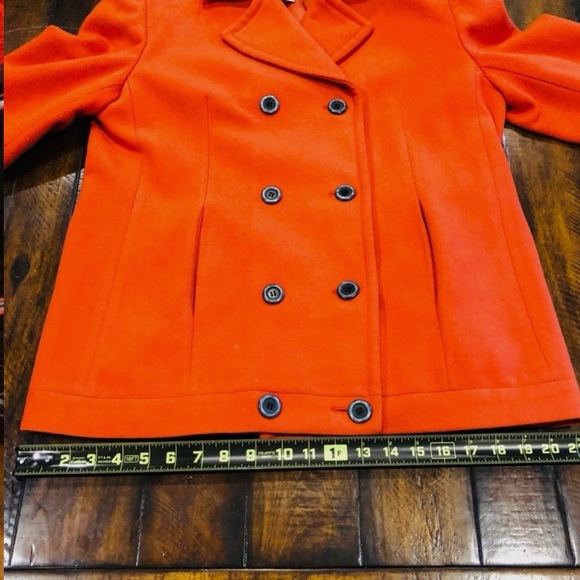 Talbots Petites women size 8 orange double breasted peacoat - Picture 9 of 14